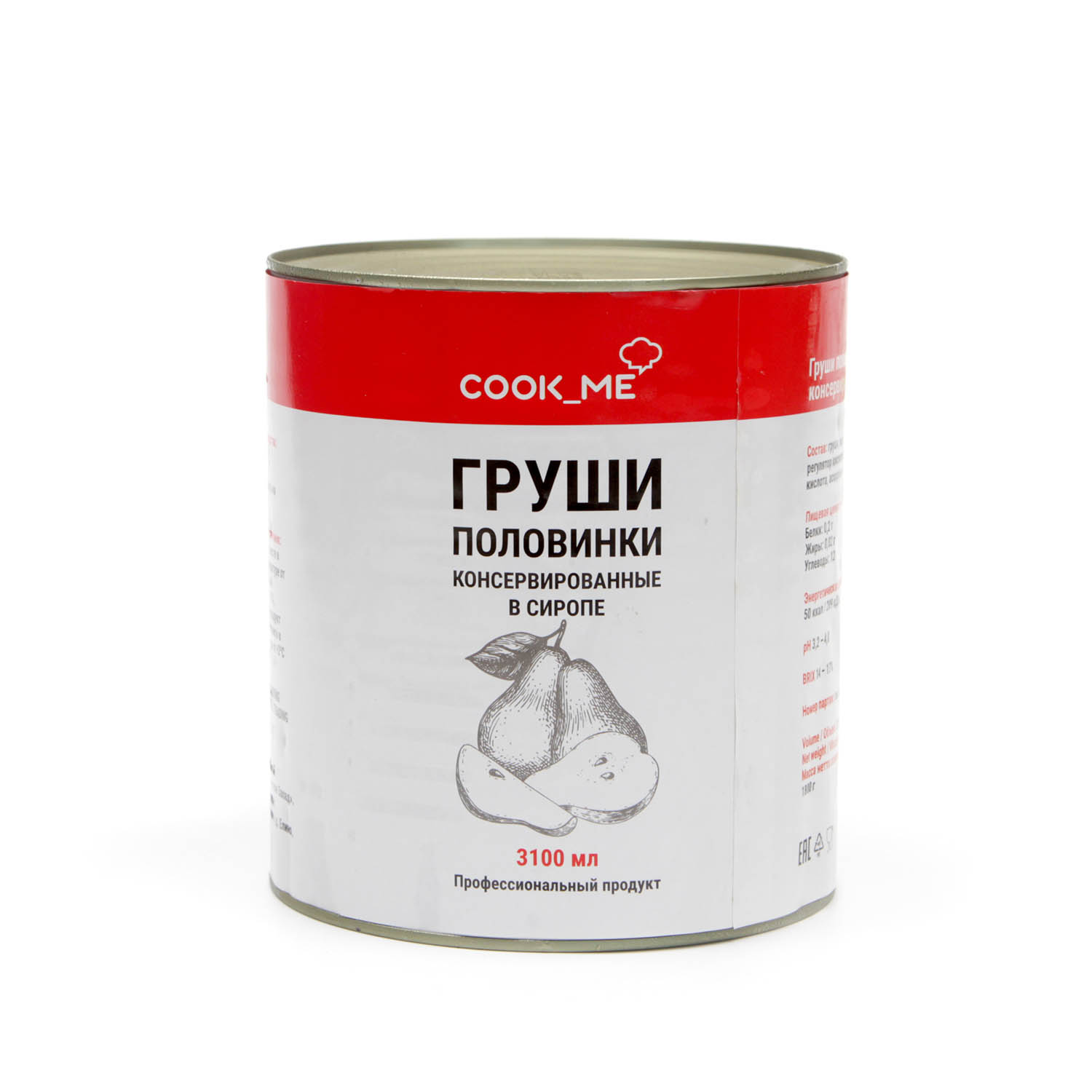 ГРУША половинки в сиропе 1800 г/3000 г/3100 мл, COOK_ ME, КИТАЙ